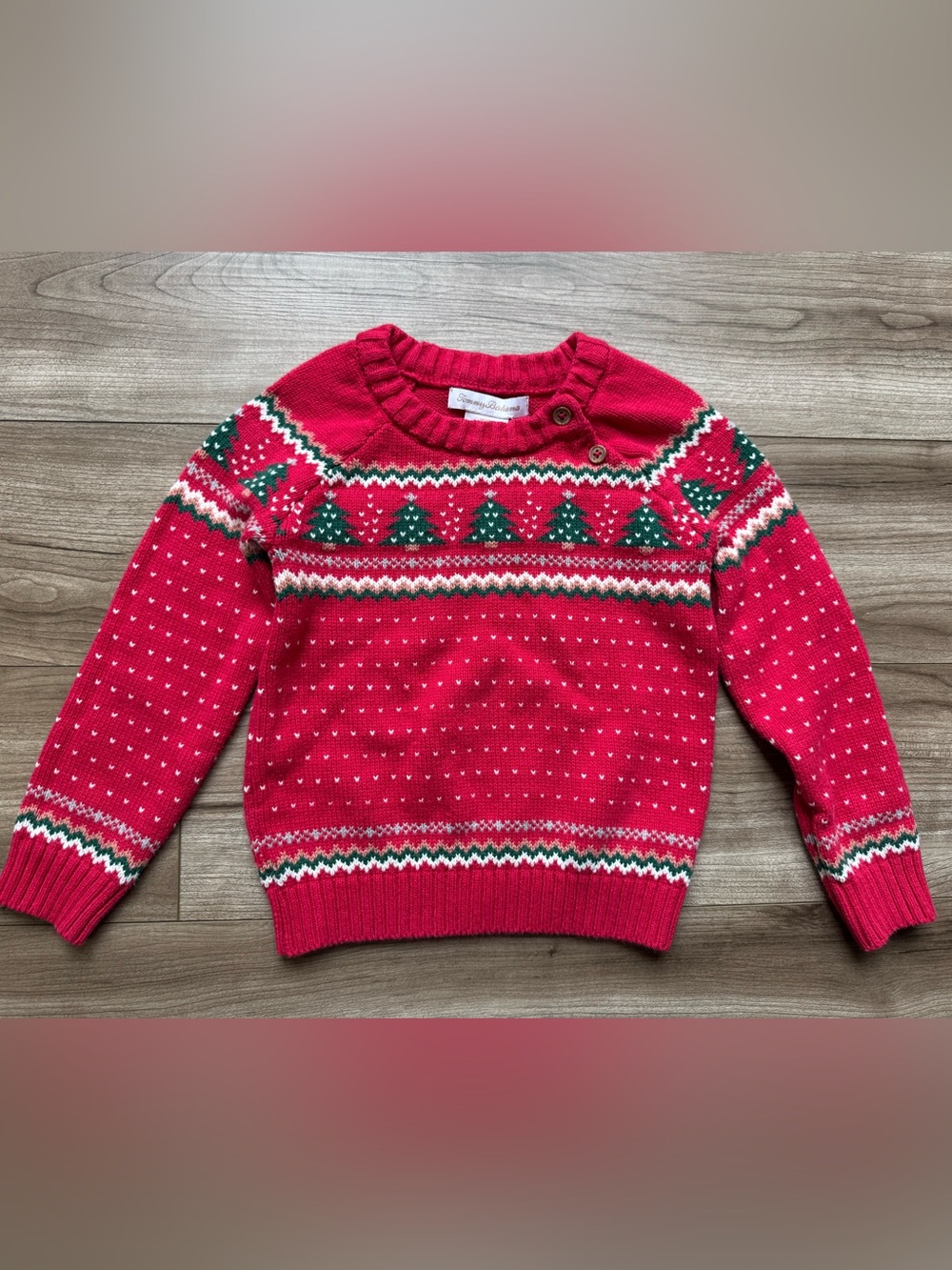Tommy Bahama toddler holiday sweater red knit green trees Christmas size 3T